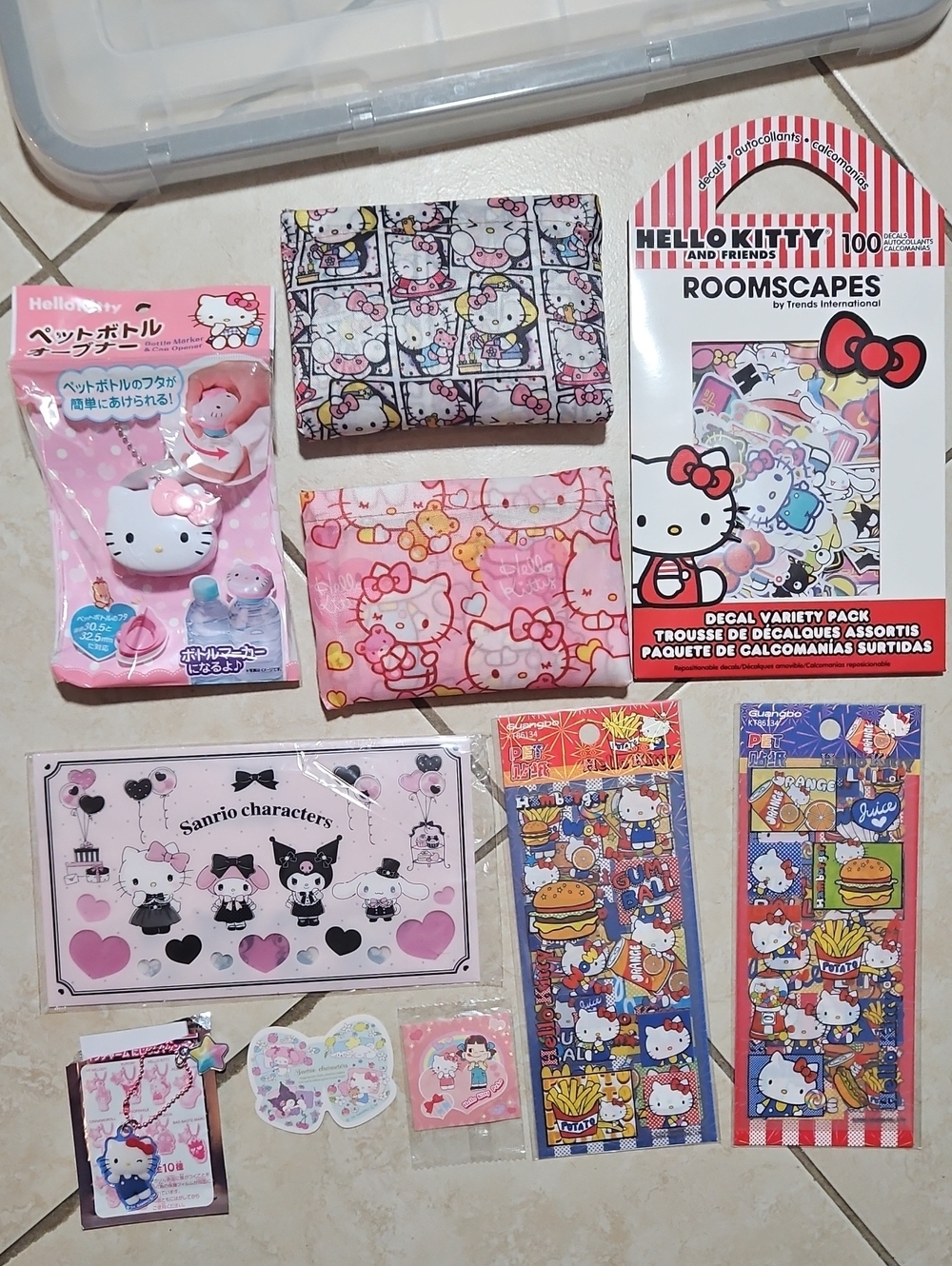 10 Pc Set Hello Kitty Sticker & Accessory Set - Pink & White